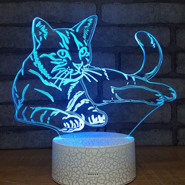 Abstrakt 3D Blomst Optisk Illusion Natlampe 7 Farver C