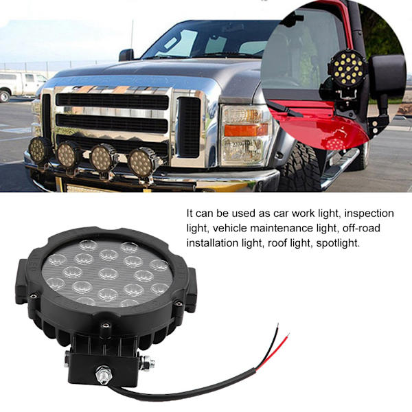 51W LED Universaali Pyöreä Työvalolista Ajovalaisin Musta Auto Kuorma-auto Muokkaus
