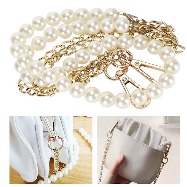Imitation Pearl Bead Handle Bag Chain Strap Replacement för Handbag Purse Wallet Crafts Making