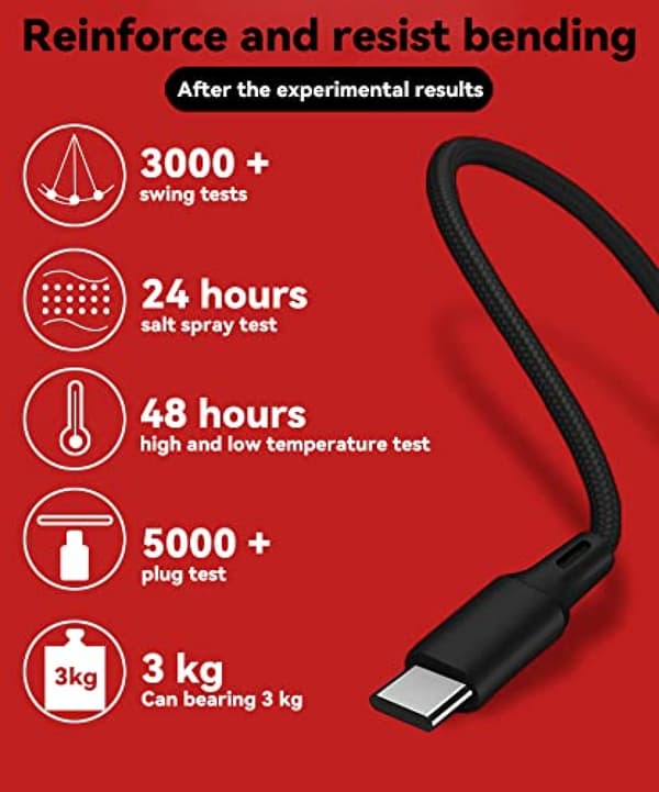 Universaali 3in1 Nylonpunottu USB-latauskaapeli, 1,2 m