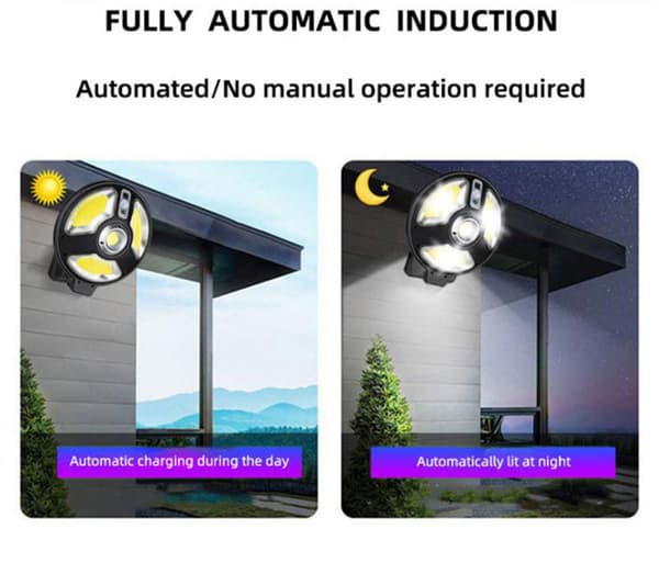 Solcellelamper Udendørs, Solcellelamper med bevægelsessensor med 3 belysningstilstande 153 LED