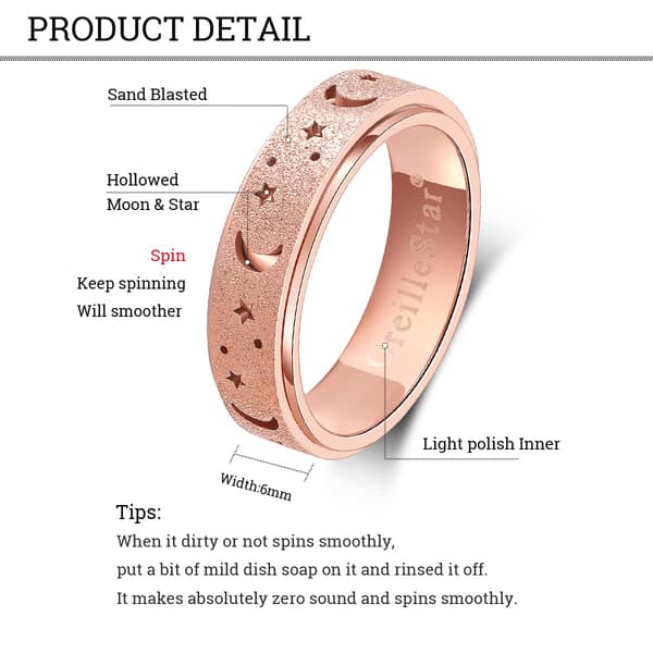 Angst Spinner Fidget Ring til kvinder og voksne - Spinner Fidget Ringe, 3 stk. sæt, Rosaguld, Sølv, Regnbue, Størrelse 6, Dagligdags tilbehør 7