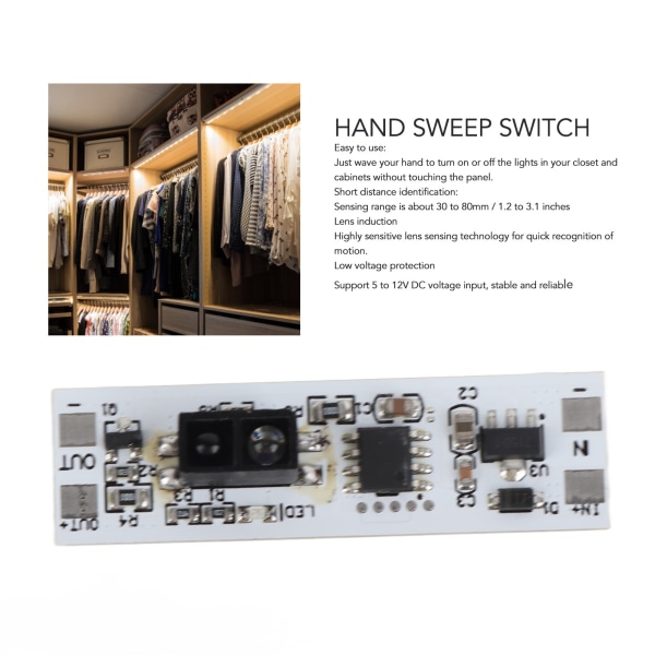 Sensor til kort afstandsscanning DC 5 til 12V Sweep håndsensor modul til automatisk smart home