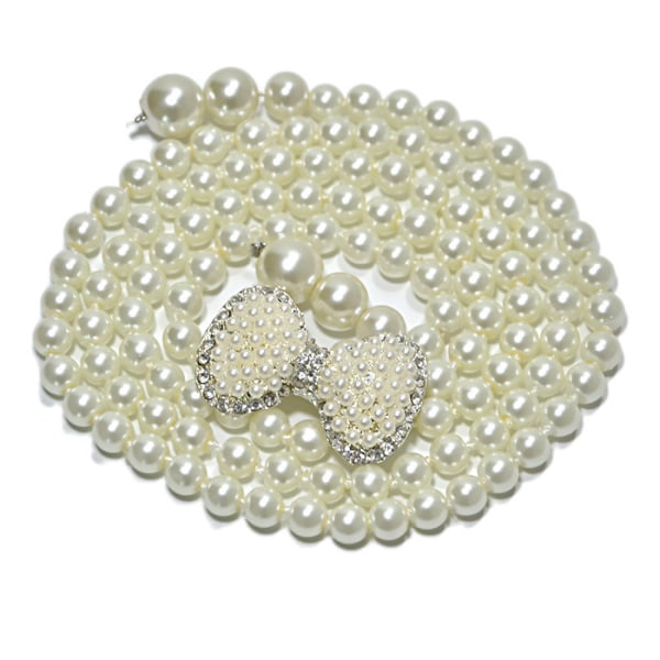 Elegant imitation pärla dekorativ metall midjekedja midja B A