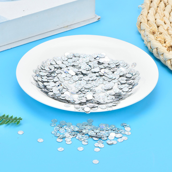 50G DIY PVC Inga hål cirkulära paljetter scen bröllop kläder tillbehör (laser silver 2mm)