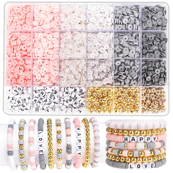 Armbåndssæt 24 gitter lerperle 6mm blød lerstykke armbånd DIY håndlavet perle skæring smykker tilbehørssæt, armbånd og smykkefremstilling type C