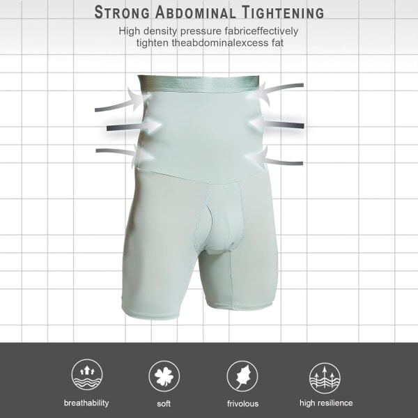 Män Tummy Control Shorts Hög Midja Underkläder Slimming Shapewear Body Shaper Ben Boxer Briefs Light Green M