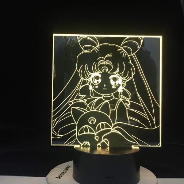 3D Optisk Illusionslampe 7 Farver Natlys Sailor Moon Le