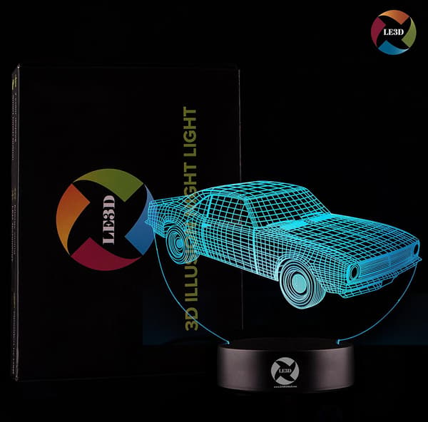 3D Optisk Illusjon Nattlys - 7 LED Fargeskiftende Lampe