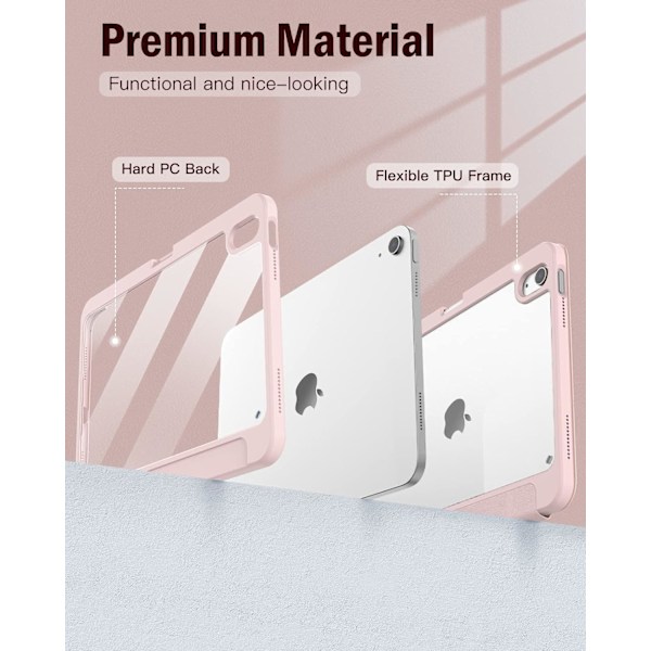 Fodral för iPad (A16) 11:e generationen 11 tum 2025, med pennhållare, tunt skyddande skal med genomskinligt bakstycke, automatisk väckning/viloläge pink iPad(A16)11 11（2025）