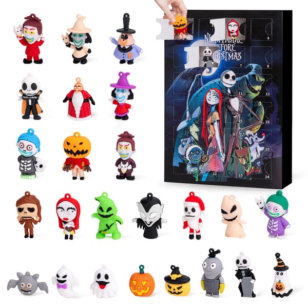 Halloween Julekalender, 24-dages nedtællingsboks med 24 assorterede mini samleobjekt figuriner til julegaver