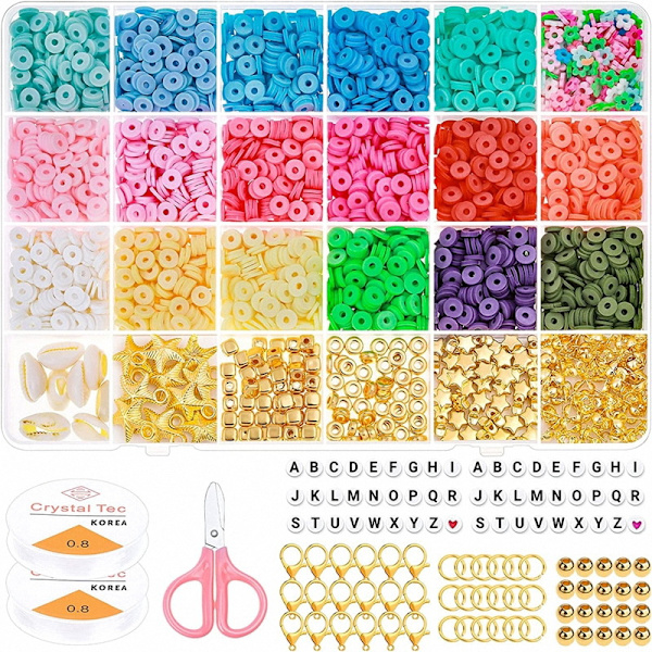 5080 bitars lerpärlsarmbandssats, mjukt keramiskt pärlhandgjort set, vänskapsarmband DIY-smycken, pärlor för armband och smyckestillverkning