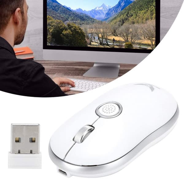 2.4G Trådløs mus med Micro USB-mottaker, bærbar datamus, W