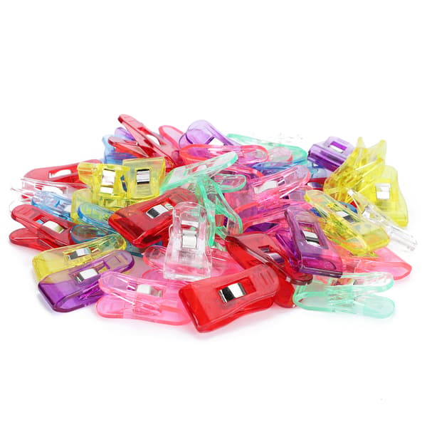 50 stk. Quilteclips i plast, små, farverige patchwork-clips til søm