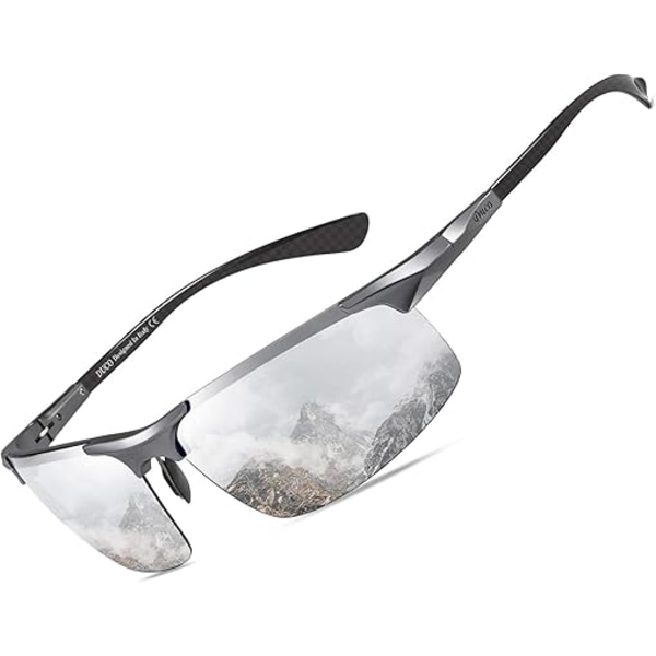 Polariserade sport-solglasögon för män med kolfiber för bilkörning, UV400-skydd DC8277 Black Frame Silver Lens