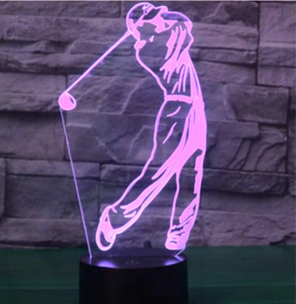 3D Golfspiller lampe Natlys Touch Bord Skrivebord Optisk Ill