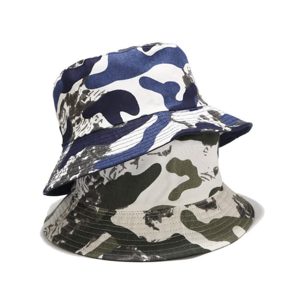 Bucket Hat Camouflage Hat Strand Fisherman Hatte Solhat til D Blue