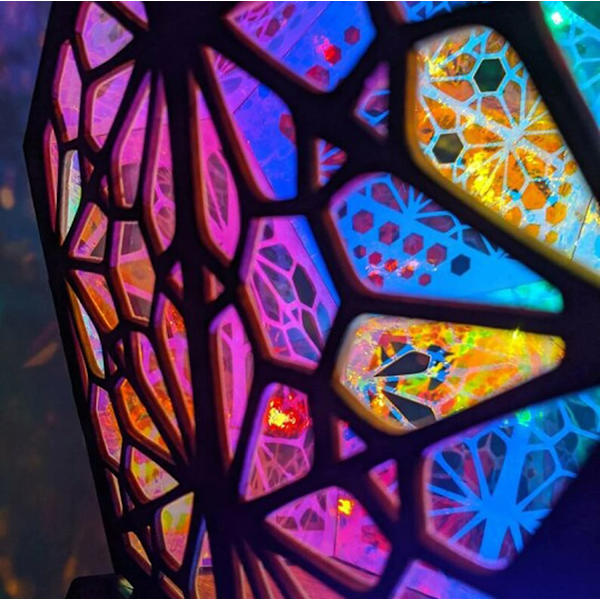 Färgglad 3D Geometri Projektionsnattlampa Vintage Bohemian