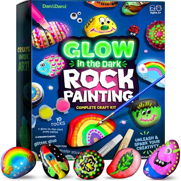 Stenmålning Kit för Barn - Glow in The Dark - Konst & Hantverk Påskgåvor för Pojkar och Flickor - Hantverksaktiviteter - Kreativa Konstleksaker för Barn