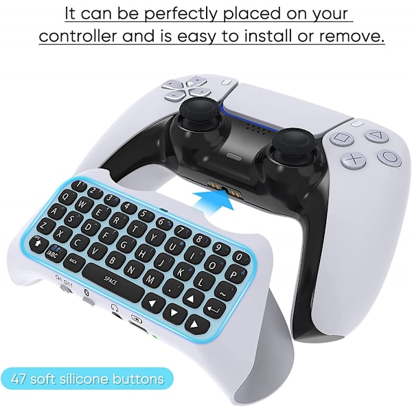 Trådlös handkontrolltangentbord för PS5, Bluetooth 3.0 Mini Por