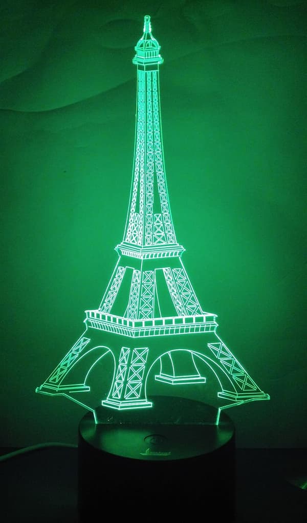 Eiffel 3D Natlampe LED Illusionslampe Sengeskrivebord Bord La