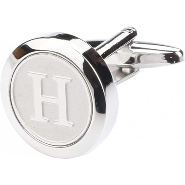 Klassiske manchetknapper i rustfrit stål med initialer, 26 alfabeter I H