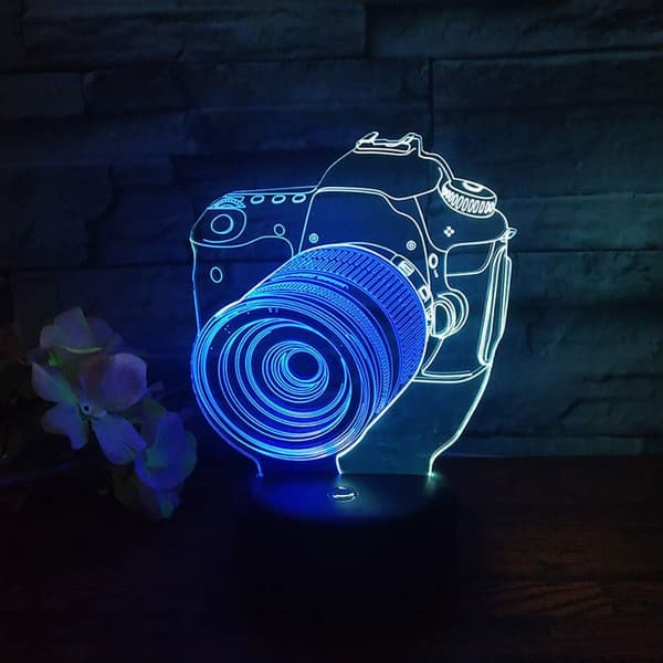 Kamera Nattlys LED 3D Illusjon USB Fjernkontroll Lampe C