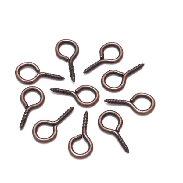 200 stk. øjeskruer 12x5,5mm/0,5x0,2in blank farve manuel slibning polering DIY fremstilling øjeskrue lilla bronze