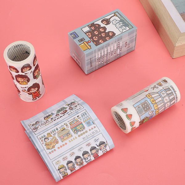 10 laatikkoa teippiä, ihana kuviollinen koristetarra DIY-askarteluun, leikekirjan suunnitteluun, paperi 75 mm x 2,1 m