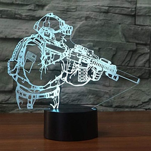Snipergevär Optisk Illusion 3D LED Sensor Nattlampa med Smart Touch & USB 7 Färger Byt Atmosfärlampa för Jul Thanksgiving Dekoration