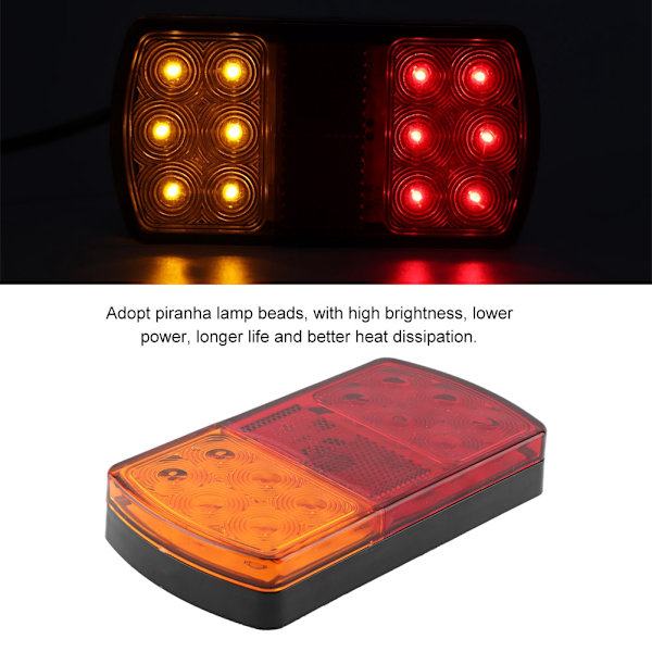 12V 2W LED Baklykta Trailer Lastbil Elbil Baklykta Blinkers Stopp Bromsljus