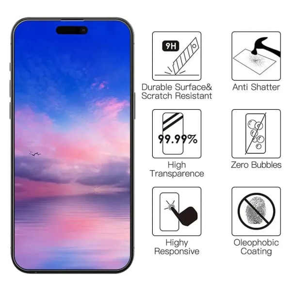 4 st härdat glas för iPhone 14Pro Max skärmskyddsfilm