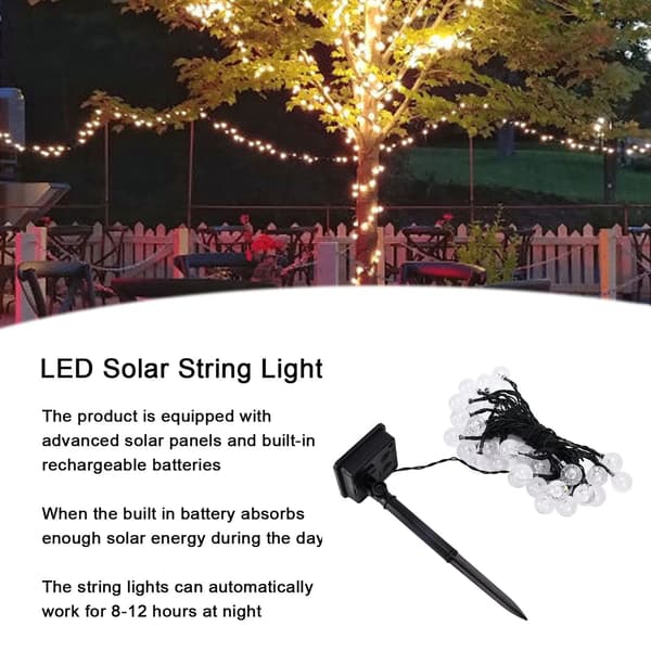 21ft 30LED Solar String Light Varm Vanntett Lamp String Light for Utendørs Hage Plen Dekor Colourful Light