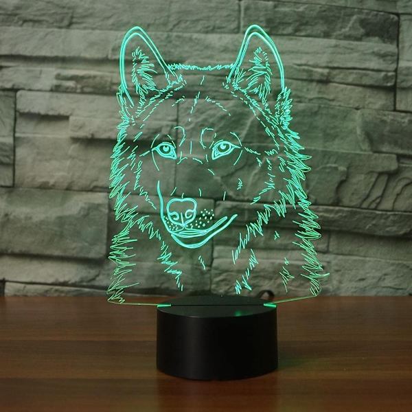 Luovasti 3D Susi Yövalo 16 Väriä Vaihtuva USB Virta Kaukosäädin Kosketuskytkin Koriste Lamppu Optinen Illuusio Lamppu LED Pöytälamppu Lapset K