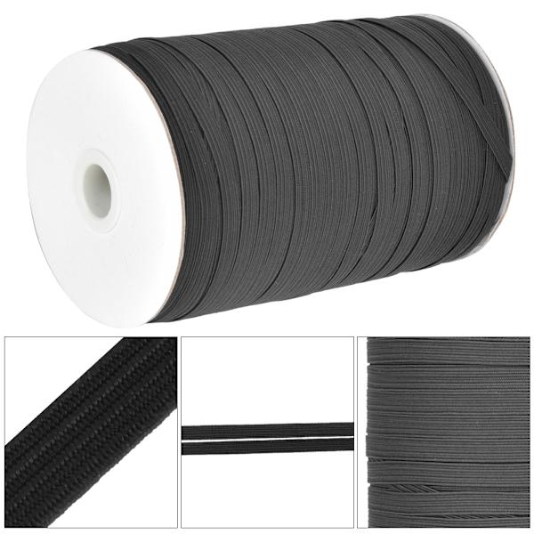 200 meter/rulle elastiskt band med hög elasticitet, multifunktionellt för skyddskläder, 6 mm bredd, svart