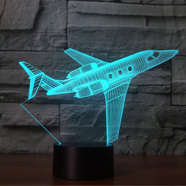 Jetfly USB Bordlampe 3D Lampe Lys LED 7 Farveskift