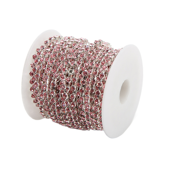Rhinestone Trim 10yd oksidasjonsbestandig blank overflate robust holdbar utsøkt design mye brukt Rhinestone ChainLight Pink On Silver