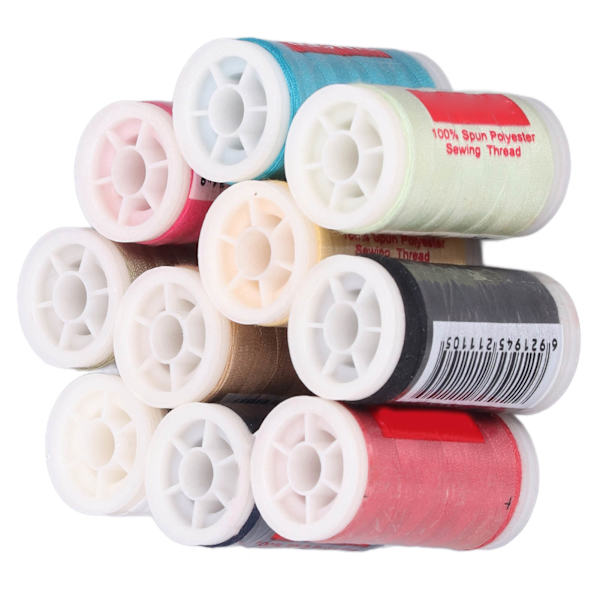 10 stk sytråd i forskjellige farger, høykvalitets polyester sytrådsett for husholdningssymaskin, DIY quilting og sying