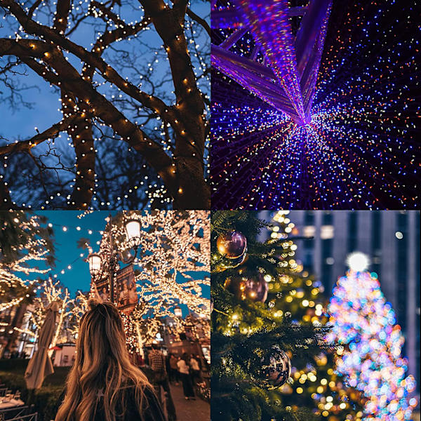 Strålkastare Små Fe Vattentäta Solstrålkastare för Utomhus Hristmas Trä Halloween Trädgård Uteplats Bröllopsfest（12 meter med 100 lampor） Colourful Light