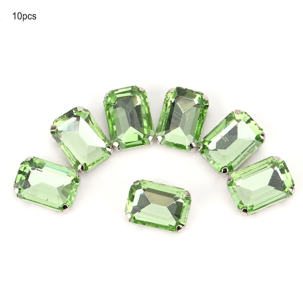 10 st rektangulära systenar strass glas kristall klo DIY klädtillbehör (gräsgrön)