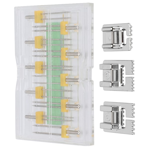 Tvillingnåls trykkfot Multistørrelser Blandet husholdningssymaskin Verktøy med plastboks