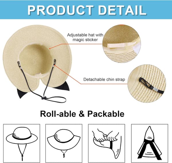 Solhatte til kvinder UPF 50+ Kvinders lette sammenklappelige/pakkelige strand solhat Beige