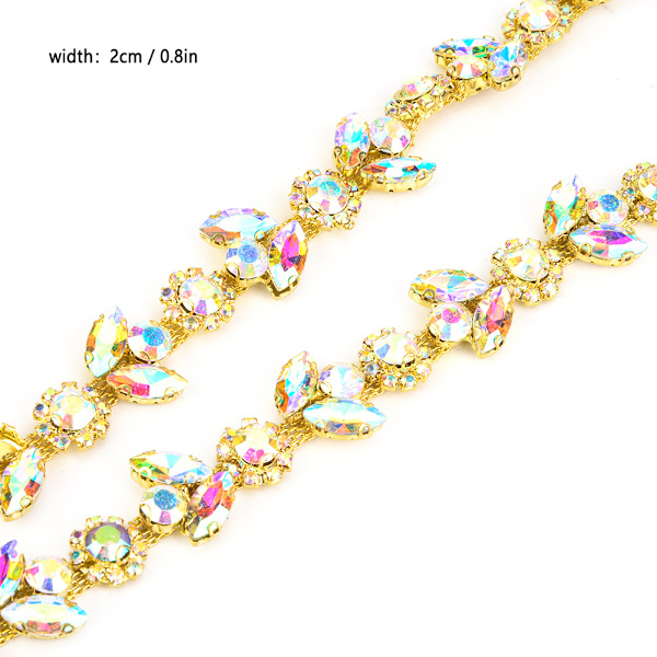 1 Yard Rhinestones Band Kristall Glas Borr Kedja Trim DIY Dekor Kläder Tillbehör (#5)