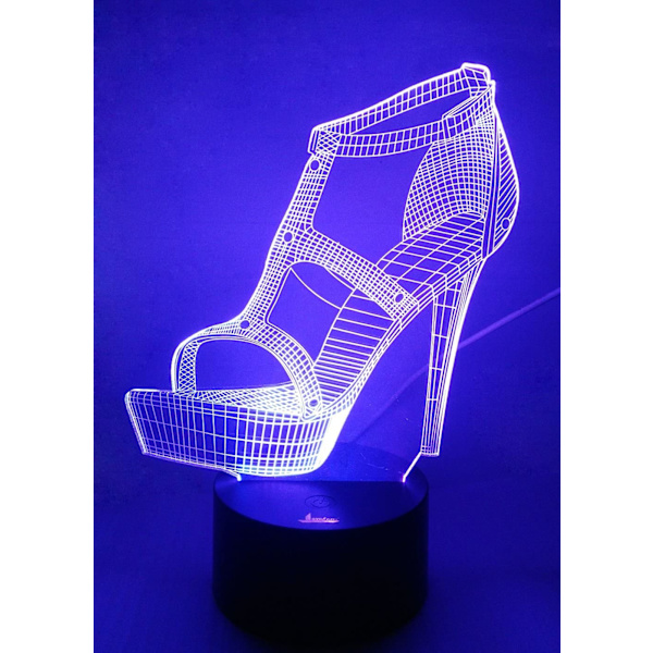 Högklackad 3D nattlampa LED-illusion, Loveboat 7 färger