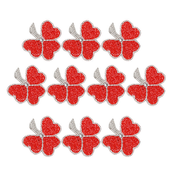 10 stk. Røde Blomster Krystal Patches Resin Rhinestones DIY Tilbehør Stryg på Applikation til Tøj Sko Hatte Tasker
