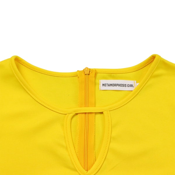Temperament sexig enfärgad plisserad klänning (gul XXXL)