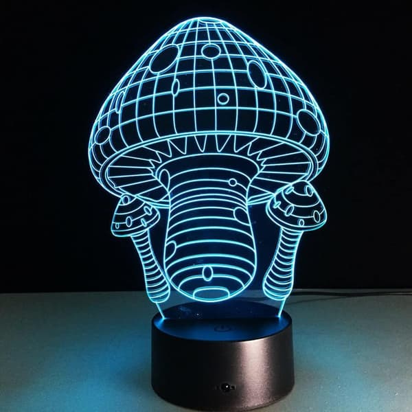 Sopp 3D Illusjon Nattlys Akryllys 3D Kunst Sopp