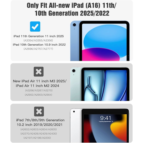 Fodral för iPad (A16) 11:e generationen 11 tum 2025, med pennhållare, tunt skyddande skal med genomskinligt bakstycke, automatisk väckning/viloläge pink iPad(A16)11 11（2025）