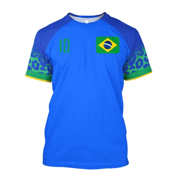 Brazil Jersey Herr T-shirt O-hals Oversized Kortärmad Herr Kläder 3D print Brasiliansk Flagga Selection Football Team Shirt,Q00128T,2XL