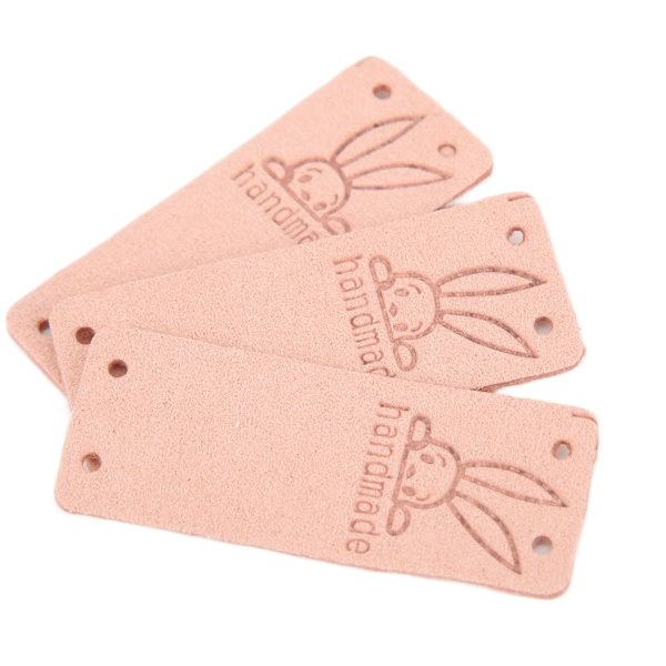 100 stk. håndlavede etiketter i mikrofiber - holdbare, klare tryk, glatte, praktiske, prægede etiketter Pink